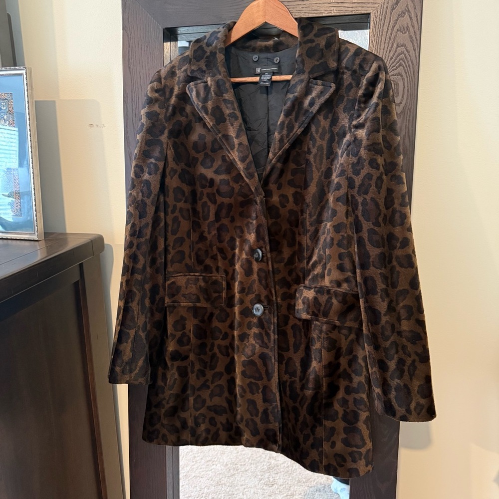 INC International Concepts Animal Print Faux Fur Jacket